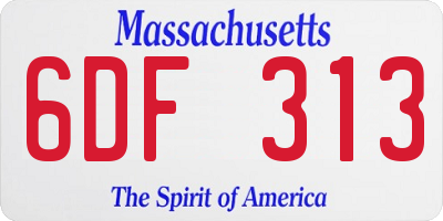 MA license plate 6DF313