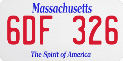 MA license plate 6DF326