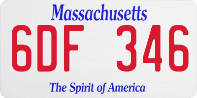 MA license plate 6DF346