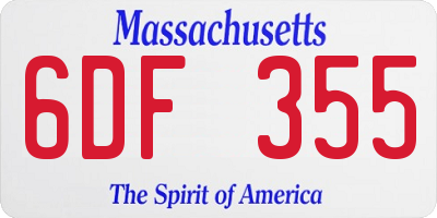 MA license plate 6DF355