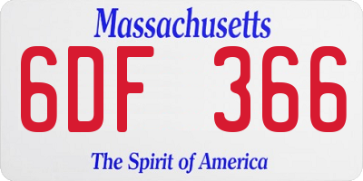 MA license plate 6DF366