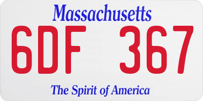 MA license plate 6DF367