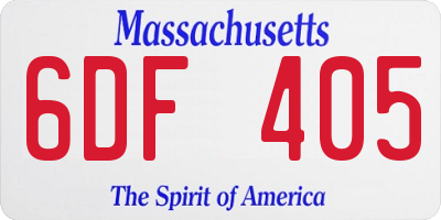 MA license plate 6DF405