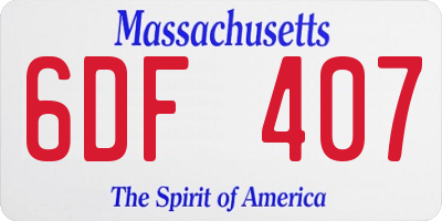 MA license plate 6DF407