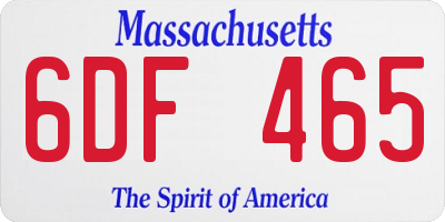 MA license plate 6DF465