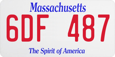 MA license plate 6DF487