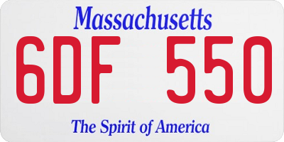 MA license plate 6DF550