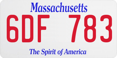 MA license plate 6DF783