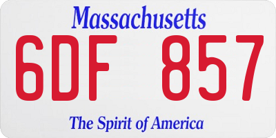 MA license plate 6DF857