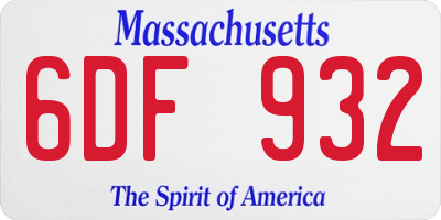 MA license plate 6DF932