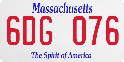 MA license plate 6DG076