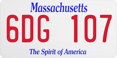 MA license plate 6DG107