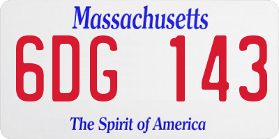 MA license plate 6DG143
