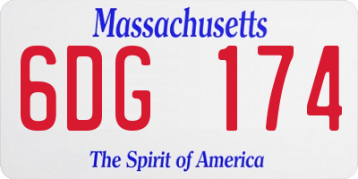MA license plate 6DG174