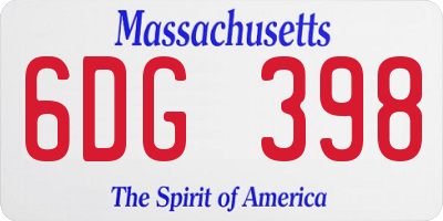 MA license plate 6DG398