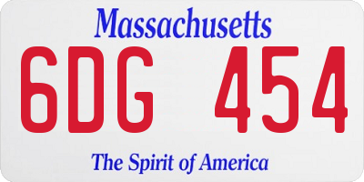MA license plate 6DG454