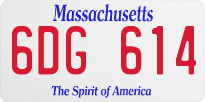 MA license plate 6DG614