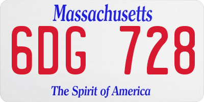 MA license plate 6DG728