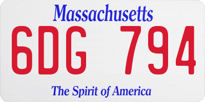MA license plate 6DG794