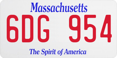 MA license plate 6DG954
