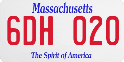 MA license plate 6DH020