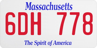 MA license plate 6DH778
