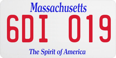 MA license plate 6DI019