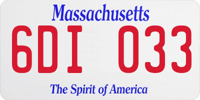 MA license plate 6DI033