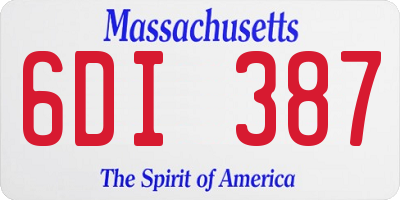 MA license plate 6DI387