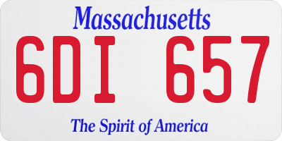 MA license plate 6DI657