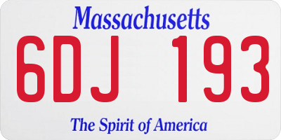 MA license plate 6DJ193