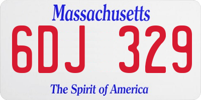 MA license plate 6DJ329