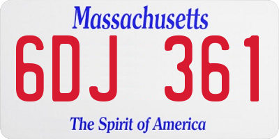 MA license plate 6DJ361