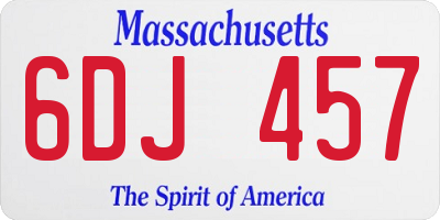 MA license plate 6DJ457