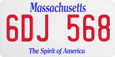 MA license plate 6DJ568