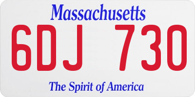 MA license plate 6DJ730