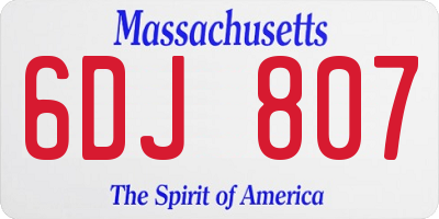 MA license plate 6DJ807