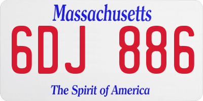 MA license plate 6DJ886