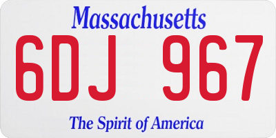 MA license plate 6DJ967