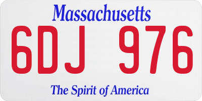 MA license plate 6DJ976