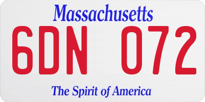 MA license plate 6DN072