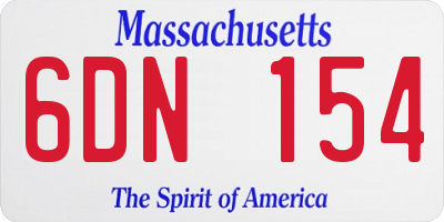 MA license plate 6DN154