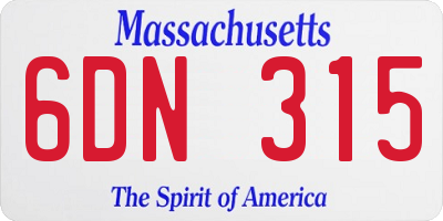 MA license plate 6DN315