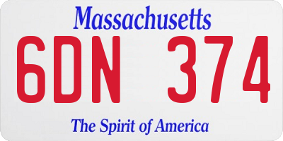MA license plate 6DN374