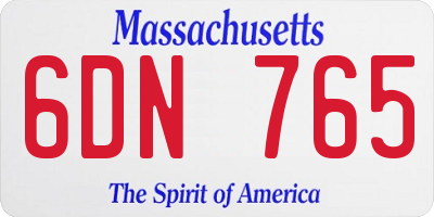 MA license plate 6DN765