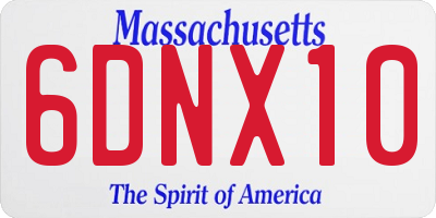 MA license plate 6DNX10