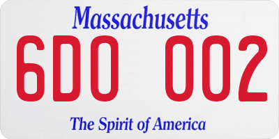 MA license plate 6DO002
