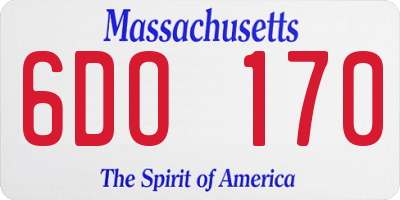 MA license plate 6DO170