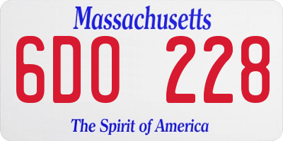 MA license plate 6DO228