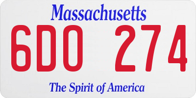 MA license plate 6DO274